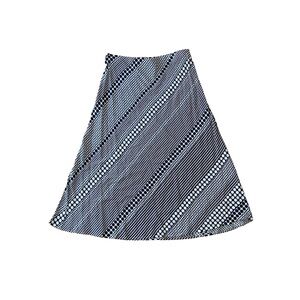 Philosophy Black and White A-Line Patterned Skirt (Size Medium)